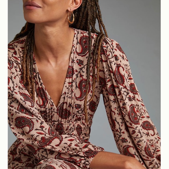 Anthropologie Lusana puff sleeve maxi dress 👗 - Picture 5 of 7